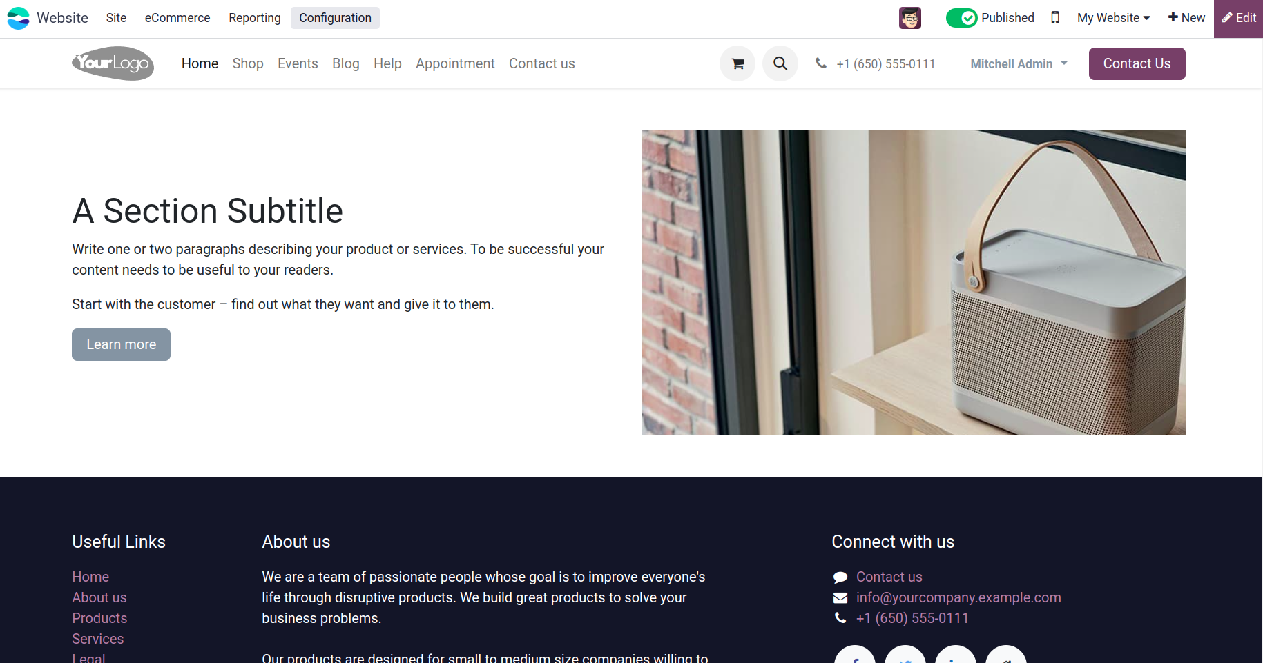 Craft and design websites within minutes